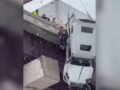 Vozač kamiona pet i po sati proveo u kabini koja je visila sa mosta, pogledajte spasavanje (VIDEO)